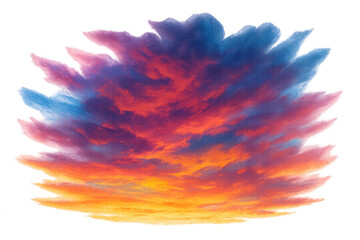 Vivid sunset cloudscape painting dramatic sky with intense orange, pink, and purple hues, radiating powerful atmospheric beauty