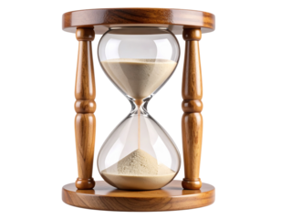 Classic Wooden Frame Sand Timer Decor Isolated on Transparent Background PNG