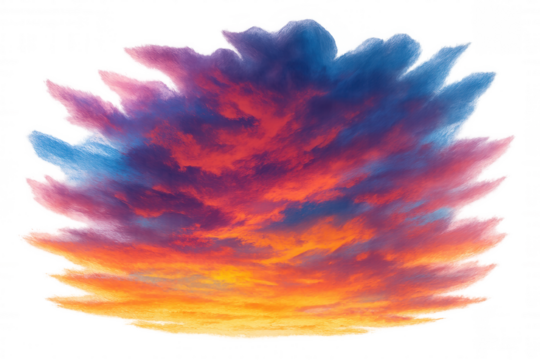 Vivid sunset cloudscape painting dramatic sky with intense orange, pink, and purple hues, radiating powerful atmospheric beauty - Powered by Adobe