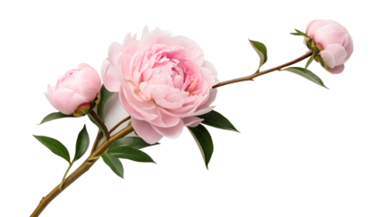 Lily Flower Branch with Buds on White Background