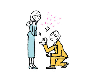 跪いて指輪でプロポーズ