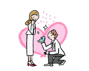 跪いて指輪でプロポーズ