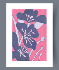 This stylish floral art print showcases bold colors, perfect for enhancing modern decor aesthetics