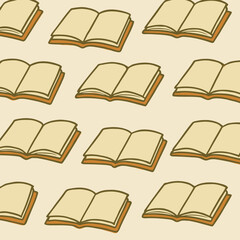 Seamless Vintage Open Book Pattern Academic Education Background