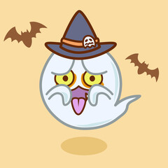 ハロウィンで驚かしてくる怖い目つきのおばけのイラスト／Illustration of a scary-looking ghost that will scare you on Halloween