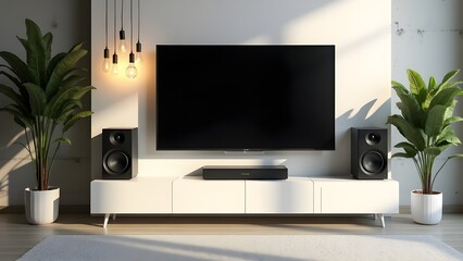 Chic and Modern Living Space with Television