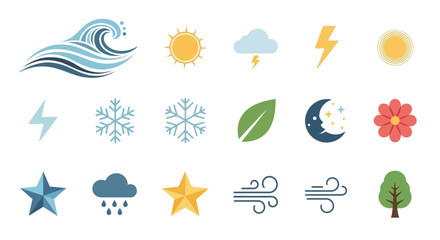 Stylized Blue Ocean Wave Icon, Flat Design