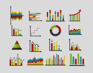 business graph icon set vector