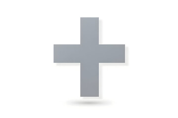Gray Plus Sign Floating on White Background Abstract Simple