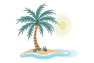 Palm Tree on Tropical Island with Sun Illustration