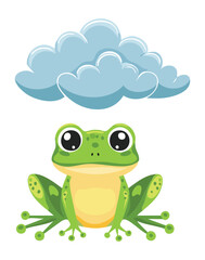 Little Frog Looking Up at a Puffy Rain Cloud