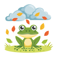 Green Frog Looking up at a Rain Cloud