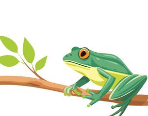Realistic Frog on a Branch with Detailed Skin Texture