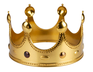 Minimalist Gold Crown with Smooth Rim and Short Spikes, Top-Down View, Isolated