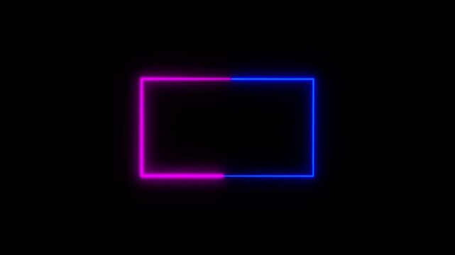 Neon Facecam overlay. Seamless loop. Animated facecam or webcam. Neon lights rotate and spread colorful light. Drag and drop use. Purple and Green on black background