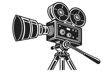 Vector art of vintage movie camera illustration perfect for representing film making and the golden age of cinema