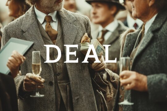 Elegant business deal negotiation in a formal social gathering environment