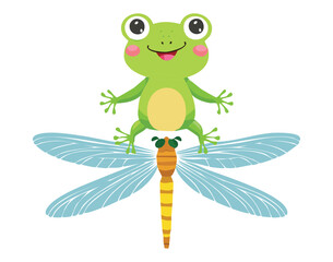 Happy Frog Mascot with Dragonfly Wings and a Big Smile