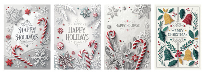 Festive holiday cards featuring colorful designs and cheerful messages to celebrate the holiday season.