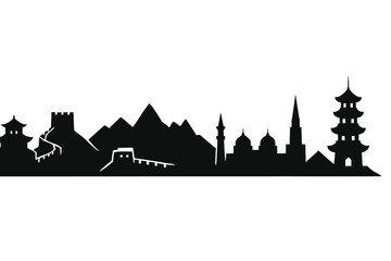 skyline silhouette of Ancient China