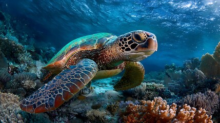 Obraz premium Explore the captivating marine haven of the Great Barrier Reef, where underwater photographers and ocean lovers delight in vibrant sea life.