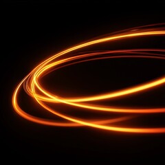 Hyper-Realistic Orange Neon Light Streaks on Black Background, 4K