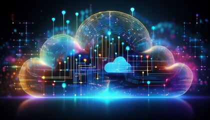 abstract cloud computing network data transfer visualization