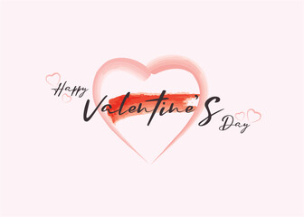Happy Valentine's Day calligraphy lettering with artistic pink watercolor painted hearts.