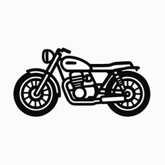 Obraz premium black vector outline of a vintage motorcycle