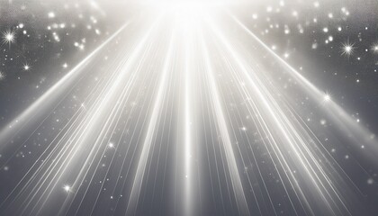 bright light rays beam down on white background with sparkles