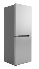 Sleek stainless steel refrigerator with modern design, featuring bottom freezer and minimalist handle, perfect for contemporary kitchens