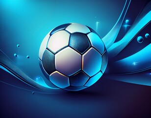 Obraz premium active sport blue background with a football soccer ball