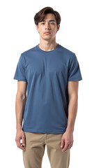 Obraz premium Comfortable blue t shirt worn by young man, perfect for casual outings or sports activities, showcasing modern style and fit