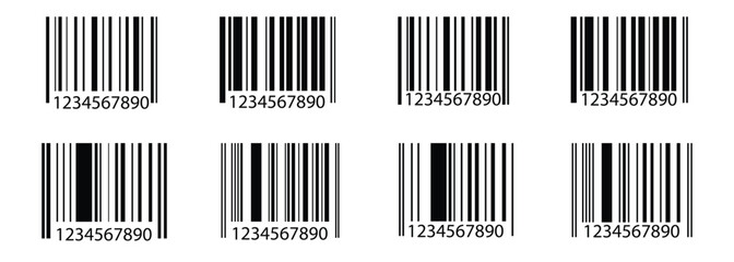 Barcode bar icon set vector. Collection of barcode icon for product identification, retail vector design element