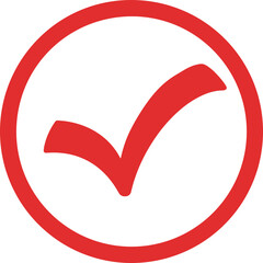 Red Check Mark Inside Circular Frame Vector Icon