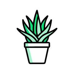 Simple Potted Succulent Illustration with Minimalist Design and Flat Color Palette