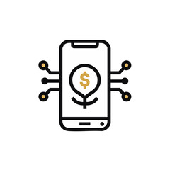 Vector icon  mobile payment app digital money transfer online banking fintech dollar currency transaction technology