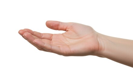 An open palm presented in a receptive gesture, symbolizing giving, holding, or offering.
