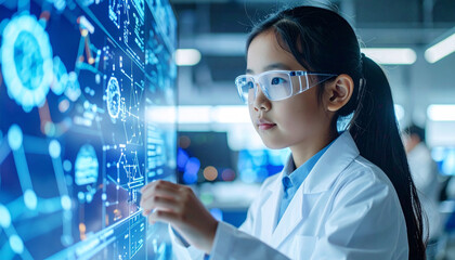 Girl Scientist in a Futuristic Lab &mdash; A Vision of Curiosity and Empowerment in the Next Generation１