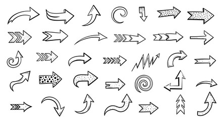 Hand-drawn arrows in various styles perfect for website design, infographics, and navigation