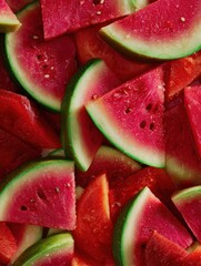 fruit display with fresh watermelon slices