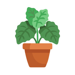 Obraz premium Illustration of a potted plant with green leaves against black background