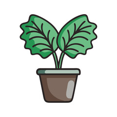 Potted Plant Icon with Two Leaves, Stylized Design for Nature Concepts