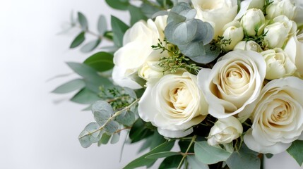 wedding bouquet of white roses