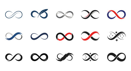 Dynamic infinity symbol collection for branding, design, and concept visualization, modern style