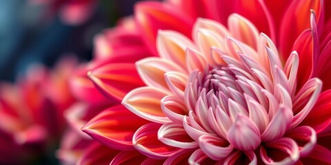 Abstract close-up of dahlia petals, vibrant colors, blurred background, purple, pink
