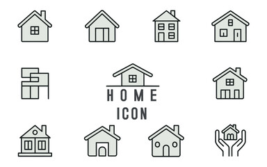 Classic and Modern House Icon Bundle Set with Flat Vector White Background