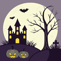 Halloween background with haunted house