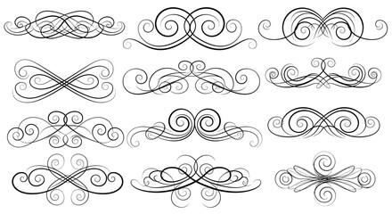 Elegant swirling decorative design elements for invitations, posters, and branding projects