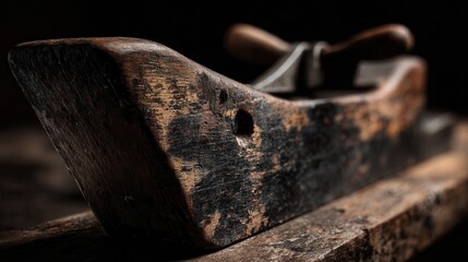 Craftsman uses a vintage wooden hand plane to shape timber in a workshop